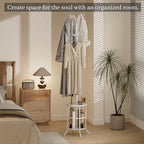 Coat Rack Freestanding with Umbrella Holder – Metal Hanger Stand, Hall Tree with 12 Hooks, Entryway Organizer for Hats, Bags, and Clothes (White) - Image 5