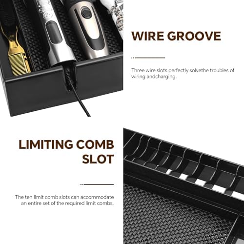 Clippers Tray Station, Multifunctional Hair Trimmer Holder for Barber & Salon and Homes, Combs/Clips/Razors Clipper Guards Holder Stylist Station Organizer (15.7" x 11" x 2.6") - Image 5