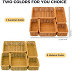 Drawer Organizers- Plastic Rattan Storage Trays for Bedroom, Bathroom, Kitchen, Office, Handwoven organizer, Waterproof and Easy Clean, 1 Set, Natural Color - Image 3