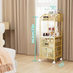 HapiRm Makeup Organizer Storage Cart - Floor Skincare Make Up Storage with 4 Drawers, Rolling Makeup Cart Vanity Organizer Cosmetics Display Cases Holder for Skin Care Perfume Nail Polish, Gold - Image 6