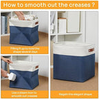 DULLEMELO Storage Baskets for Shelves Closet Storage,Large Home Organization Bins for Gifts Empty,Foldable Fabric Storage Cubes Baskets for Nursery Toy Towels Clothes Storage(White&Blue) - Image 4