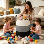 105L Extra Large Laundry Basket,Clothes Hamper with Handles-Black - Image 4