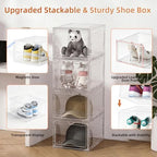 KEFA 8 Pack US 15 XXL Clear Shoe Storage Boxes Stackable, Shoe Organizer Clear Plastic Shoe Boxes, Shoe Case - Image 5