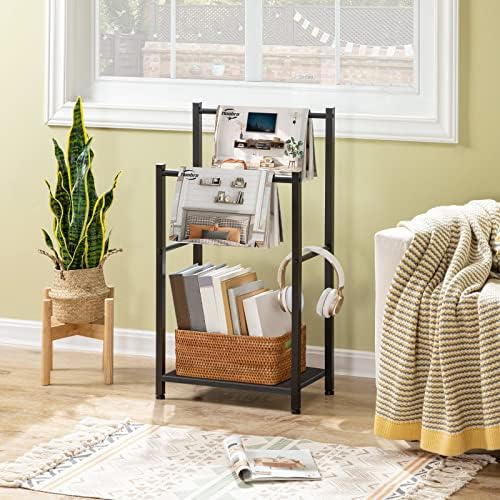 HOOBRO Free Standing Towel Rack for Bathroom, 16.5" L x 9.4" W x 31.5" H, 2 Tier Blanket Rack, Blanket Holder, Drying and Display Rack with Shelf, Black BB02LB01 - Image 5