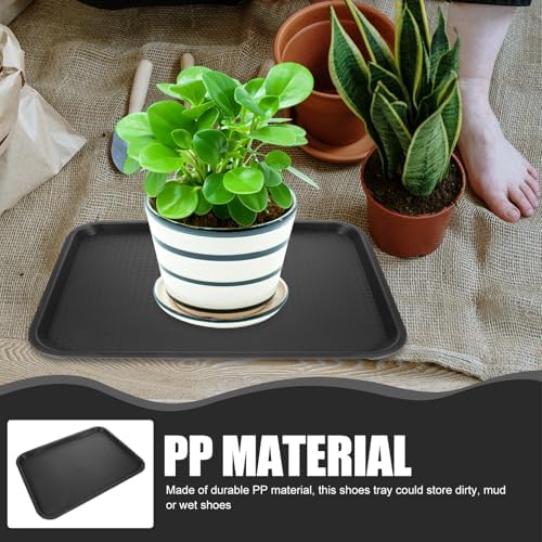 Yardwe Black Plastic Boot Tray - Multi-Purpose Waterproof Shoe Mat for Indoor and Outdoor Use, for Entryways, Mudrooms, and Pet Bowls - Image 2