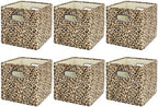 ANMINY Leopard Cheetah Print Storage Cubes Bins, Velvet, Brown, 11Inch 6PCS by ANMINY
