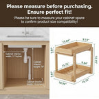 Bamboo Under Sink Organizer Adjustable Height 2 Tier Bathroom Organizer - Image 2