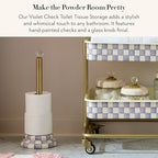 MACKENZIE-CHILDS Toilet-Tissue Storage, Purple-and-White Violet Check - Image 2