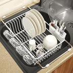 MAJALiS White Expandable Dish Drying Rack Over Sink with Anti-Slip Grip by MAJALiS