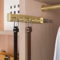 5-Hook Designer Wardrobe Reversible 11.75" Length Closet Belt Rack with 11" Retractable Pullout Extension and Installation Hardware (Matte Brass) by HardwareforHomeBusiness