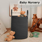 JMvicyroam 100L Cotton Rope Laundry Basket Hamper, Black - Image 2