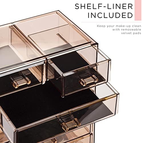 Sorbus Makeup Organizer, 6-Drawer Acrylic 2-Piece Set (Bronze Glow) - Image 6