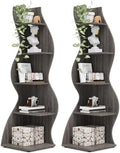 Tribesigns Corner Shelf, Modern 5-Tier Wall Corner Bookshelf, Stylish Corner Small Bookcase Storage Rack Plant Stand with Unique Shape for Living Room, Home Office(Gray, 2PCS) by Tribesigns