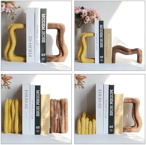 Lukitas Unique Wave Decorative Bookends Heavy Duty Non-Slip, Resin 7.5'' - Image 3