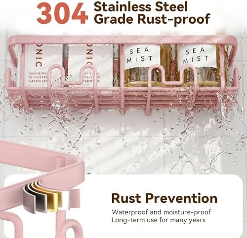 YASONIC Shower Caddy Adhesive, Rustproof Shower Organizer, Wall Shower Rack - Image 5