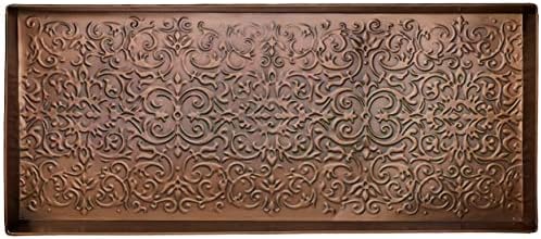 HF by LT Enchanted Scroll Pattern Metal Boot-Tray, 30 x 13 inches, Antique Copper Finish by HFbyLT