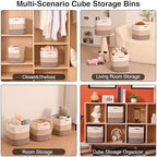 ICERZCZ 11 Inch Cube Storage Bins, Storage Cube Organizer Bins, Woven Cotton Rope Baskets for Storage, Storage Basket for Organizing Shelves, Square Baskets for Toys, Gradient Brown (Pack of 3) - Image 4