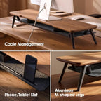 Fenge Solid Wood Dual Monitor Stand with 2-Tier Storage - Image 5