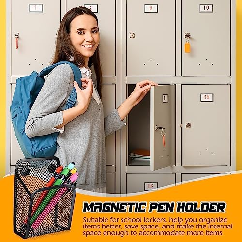 Yexiya Magnetic Pencil Holder Metal Magnetic Basket Mesh Pen Holder Black Desk Organizer for Work Whiteboard Refrigerator Locker Office Accessories(9 Pcs) - Image 4