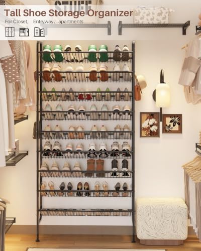 9-Tier Freestanding Shoe Rack, Metal Shoe Shelf Holds 36 Pairs - Image 6