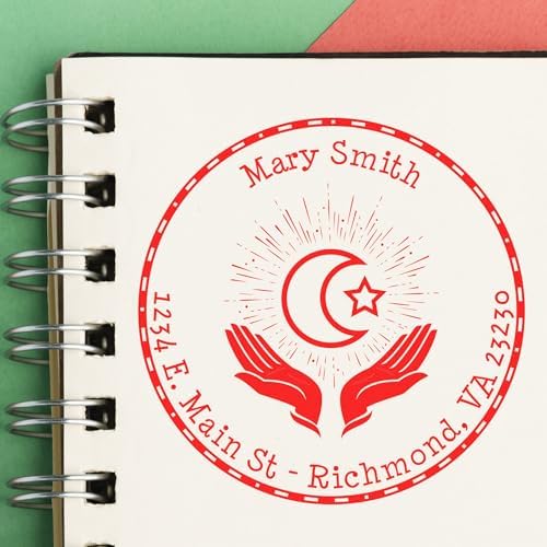 Custom Mail Stamp for Islamic Cultural Center Members - Personalized Mail Stamp, PSI Pre-Inked, Evening Prayers Envelope Stamp, Round 1-5/8 Size, Available in 5 Ink Colors, Personalized Stamp - Image 4