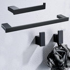 Matte Black Bathroom Hardware Accessories Set 4 Pieces Bath Towel Bar Set with 18 Inch Towel Bar,Toilet Paper Holder,Towel Hooks,SUS 304 Stainless Steel Wall Mounted Bathroom Towel Rack Set by SEABEFORE
