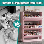 Xixini Shoe Storage Cabinet for Entryway with 3 Flip Drawers, Sturdy Wood Hidden Shoe Storage, Freestanding Narrow Slim Shoe Organizer for Front Door Entrance, Living Room, Hallway, Bedroom, Pink - Image 5