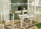 Claiks Standing Desk with Drawers & Wheels, 2 Height Shelf 59inch White - Image 4