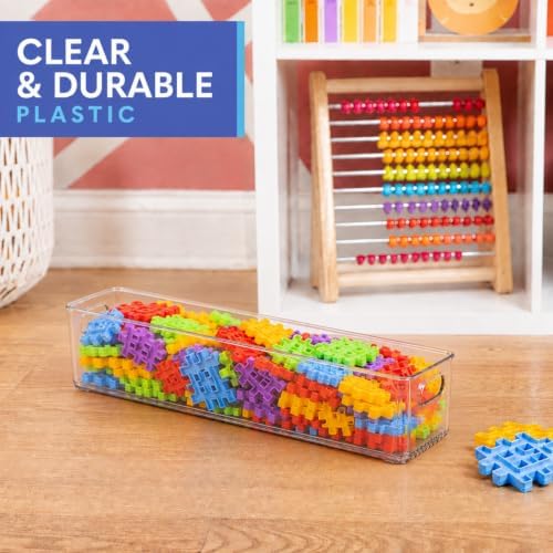 primebox Plastic Food Storage 2 Pack Clear Container Bin with Handles for Organizing Kitchen, Pantry, Refrigerator, Freezer, Pantry, Cabinet, Closet, Bathroom. 20”x4”x5” - Image 4
