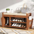 39.4in Shoe Bench with 2 Holder, 3 Tier Bamboo Entryway Bench with Storage by OAKVIVOElegantLifestyle