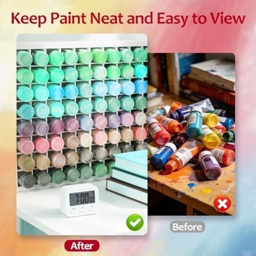 64 Grids Paint Organizer, Wall Mountable Craft Paint Storage Rack - Image 4