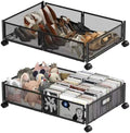 Under Bed Storage Containers,2 Pack Foldable Underbed Storage Containers with Handles and Wheels,Folding Bed Shoes Clothes Organizer,Easy Assembly Underbed Storage for Toy ,Bedding,Bedroom(Black) by Joibabe