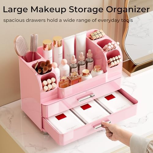 UFORU Makeup Organizer Countertop with 2 Large Drawers for Vanity Bathroom - Image 3