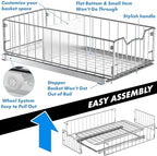 Simple Houseware Pull-Out Cabinet Sliding Basket, 17.2Dx9.7Wx5H, Chrome - Image 6