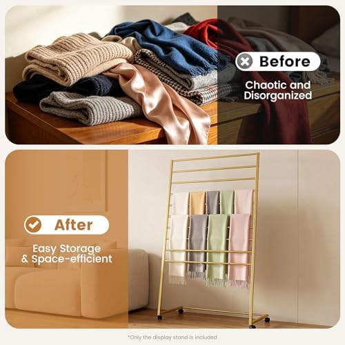 Scarf Organizer, Scarf Display Stand, 10 Tier Metal Scarf Holder Organizer, Floor-standing Scarf Rack for Commercial or Home, Hijab Stand RackTies Belt Pants Hanging Rack - Image 4
