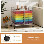 COSTWAY 12-Drawer Rolling Storage Cart, Utility Storage Organizer Cart - Image 5