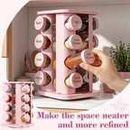 Yungyan Pink Square Rotating Spice Rack with 16 Empty Jars and Labels - Image 6