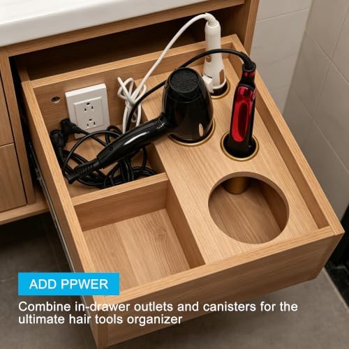 3-Inch 1PCS and 2-Inch 2PCS Hot Tool Holder Canister Package, Blow Dryer & Curling Iron Holder Tube, Closed Bottom Heat-Resistant Stainless Steel Hair Dryer Organizer for Salon & Home ( Gold) - Image 6