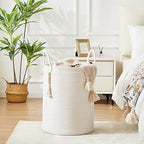 Fiona's magic Woven Laundry Hamper, 72L Tall Blanket Storage-White - Image 2