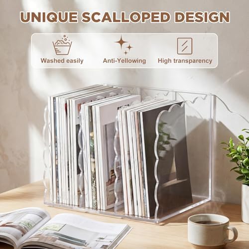 1 PC Scalloped Acrylic Magazine Holder, File Organizer, Standard Style - Image 4