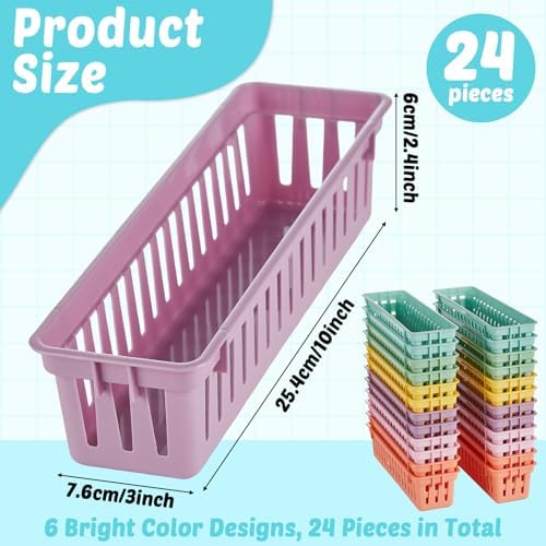 gisgfim 24 pcs Pencil Holder for Desk Kids Pen Basket Tray for Organizing Classroom Storage Pencil Caddy Cute Dispenser for Student library TeacherSchool Supplies Office Dispenser (Pastel) - Image 2