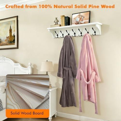 Felibeaco 33" Coat Rack with Shelf Wall Mount, 7 Triple-Hooks,Pre-Assembled - Image 4