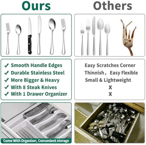 49PCS Silverware Set with Organizer, Stainless Steel Silverware for 8 - Image 5