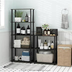 Furinno TURN-S-TUBE Storage Shelves, 3-Tier Book Shelf, Corner Shelf, Toolless Open Shelves, for Organization and Storage, Living Room, Garage, Home Office, Dark Cherry - Image 2