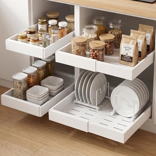 DOMNIU 4 Pack Pull Out Cabinet Organizers Expandable Width (12.4''-20.27'') by DOMNIU