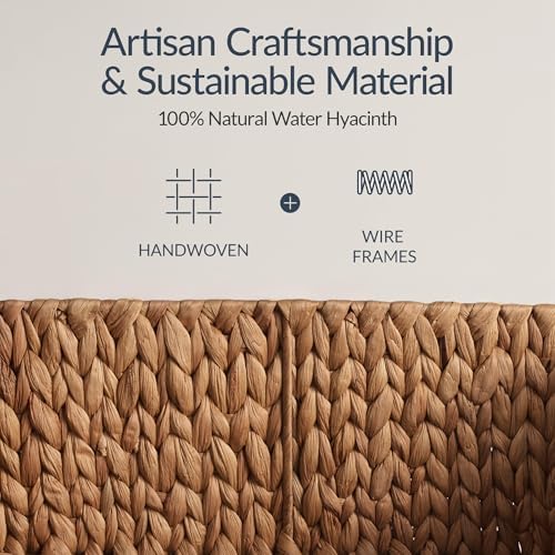 Best Choice Products Water Hyacinth Pantry Storage Baskets, Wicker Baskets w/Built-in Handles, Handwoven Shelf Baskets for Organizing, Pantry Organizers and Storage, 3-Pack - Chestnut - Image 3