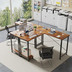 DUMOS 50-Inch Reversible L Shaped Desk with CPU Shelf, Brown - Image 4