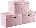 Prandom Large Storage Boxes with Lids,Pink-43x30x30cm,Foldable,3-Pack by Prandom