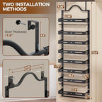 8-Tier Pantry Door Organizer, Large 2 IN 1 Wall Mount or Over The Door Pantry Organizer, Pantry Door Spice Rack with Adjustable Baskets, Over Door Organizer for Kitchen,（72.6×17.1×5.1in,Black) - Image 2