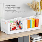 Skywin Foldable Stackable Storage Bins with Wheels, 3 Pack - Ivory - Image 5